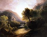 Lord Rivers' Roan Mare in a Landscape Paintings - River Landscape by Thomas Doughty